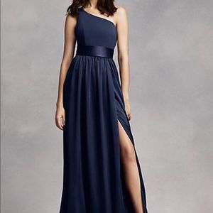 One Shoulder Dress with Satin Sash David’s Bridal
